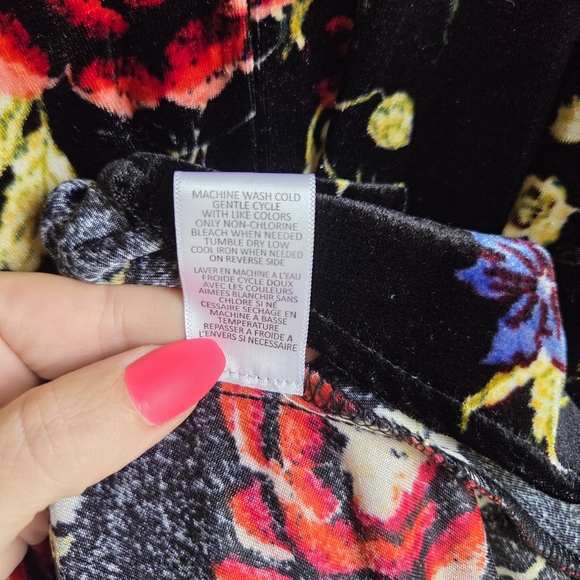 Love Fire M Velvet Wrap Maxi Dress Black Dark Floral Whimsigoth Fairy Grunge - Picture 8 of 12